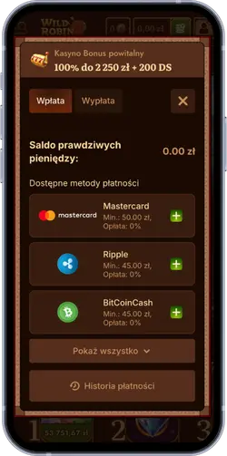 Dokonywanie wpłaty WildRobin