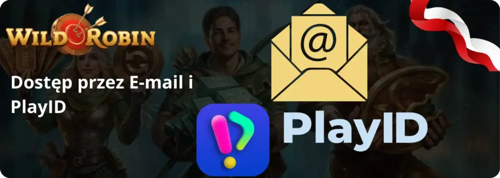 Wildrobin Casino dostęp przez e-mail i PlayID – ikona koperty i logo PlayID