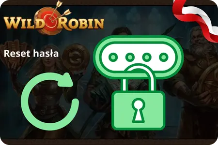 Wildrobin Casino reset hasła – ikona kłódki z kodem i strzałka odświeżania